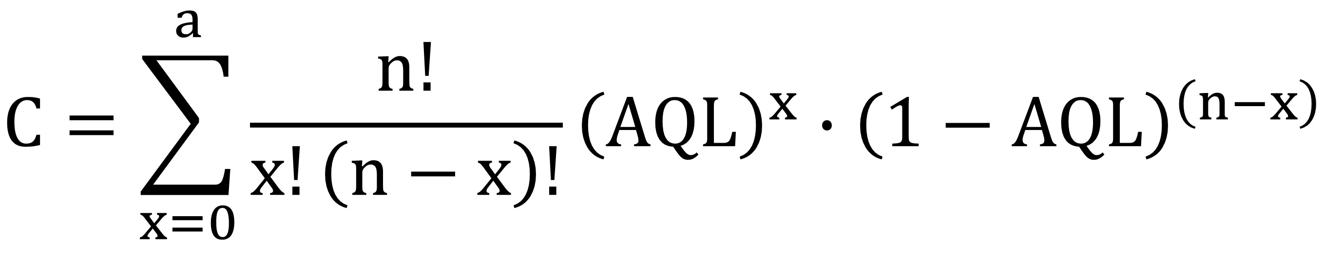 AQL BINOMIAL CDF EQUATION